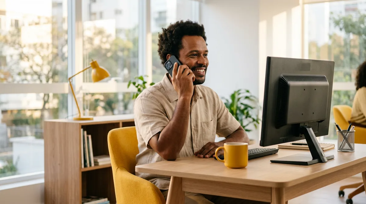 Vendedor responde pelo celular a um lead que chegou pelos anúncios
